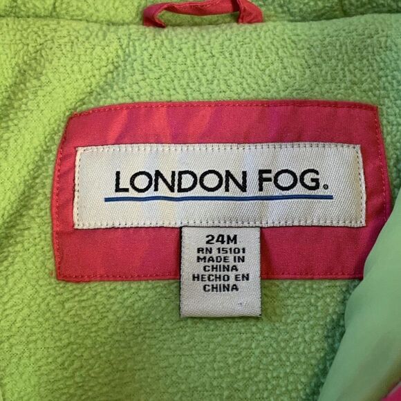 London Fog Infant Toddler Girls Jacket 24M Hooded Pink Zip Up Warm EUC - Picture 5 of 12